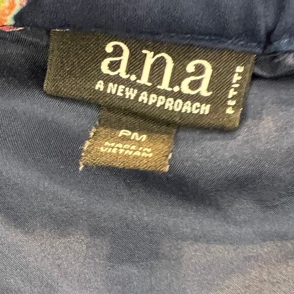 a.n.a. A New Approach Blouse Womens PM Navy Floral Bell Sleeve Off The Shoulder - Picture 7 of 7